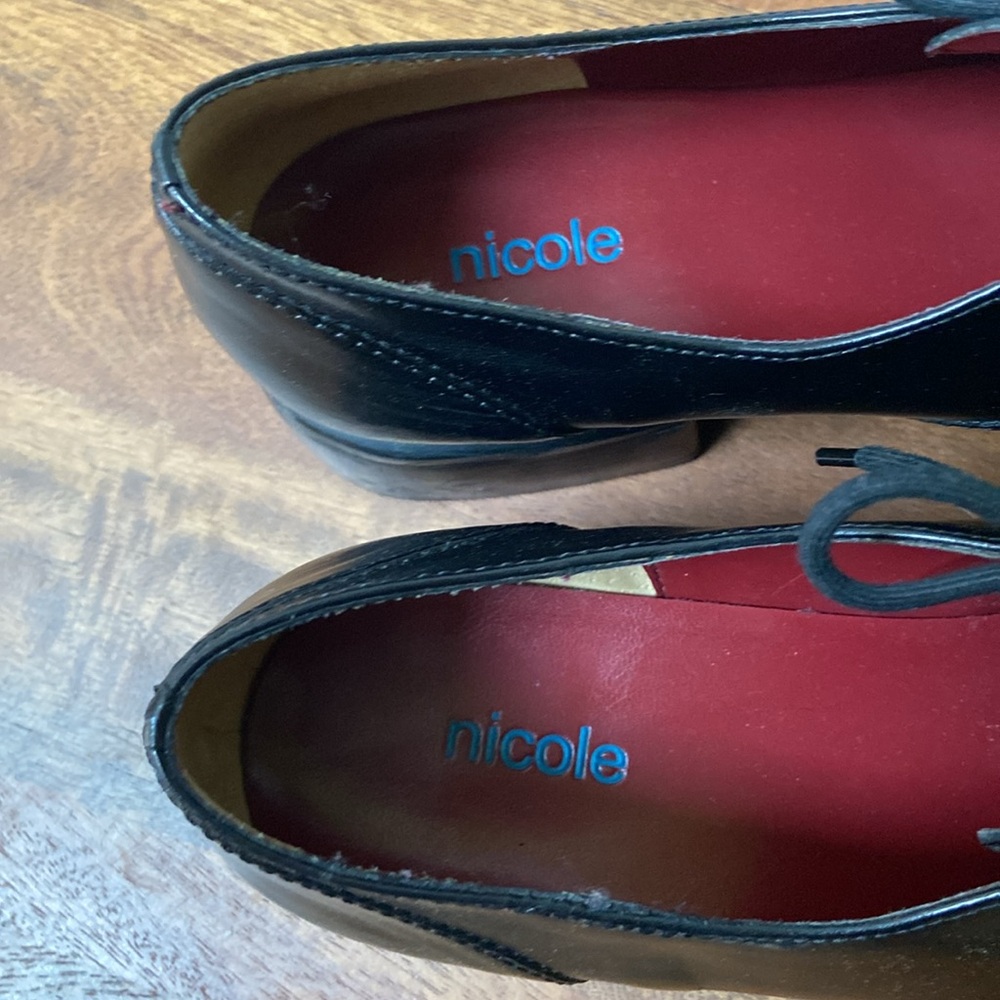 Nicole Black Leather Lace-Up Oxford dress shoes - Picture 9 of 11